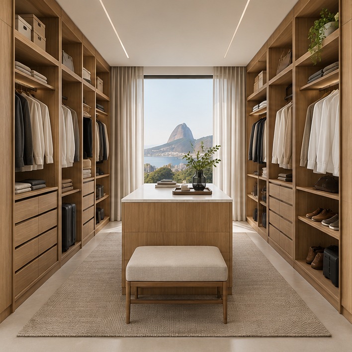 Closet com marcenaria em Freijó natural